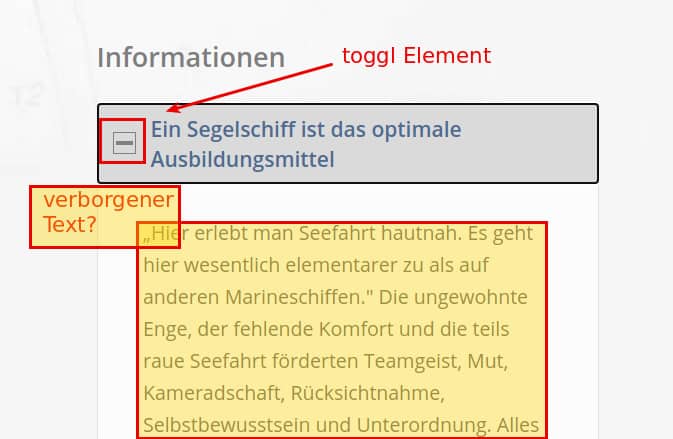 Verborgenen Text auf Webseiten überprüfen.